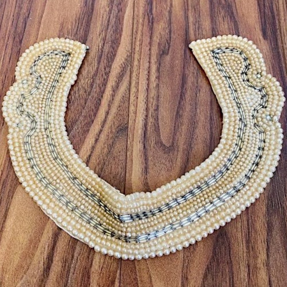 Vintage 1950's Beaded Pearl Collar Choker Necklace - Picture 7 of 8